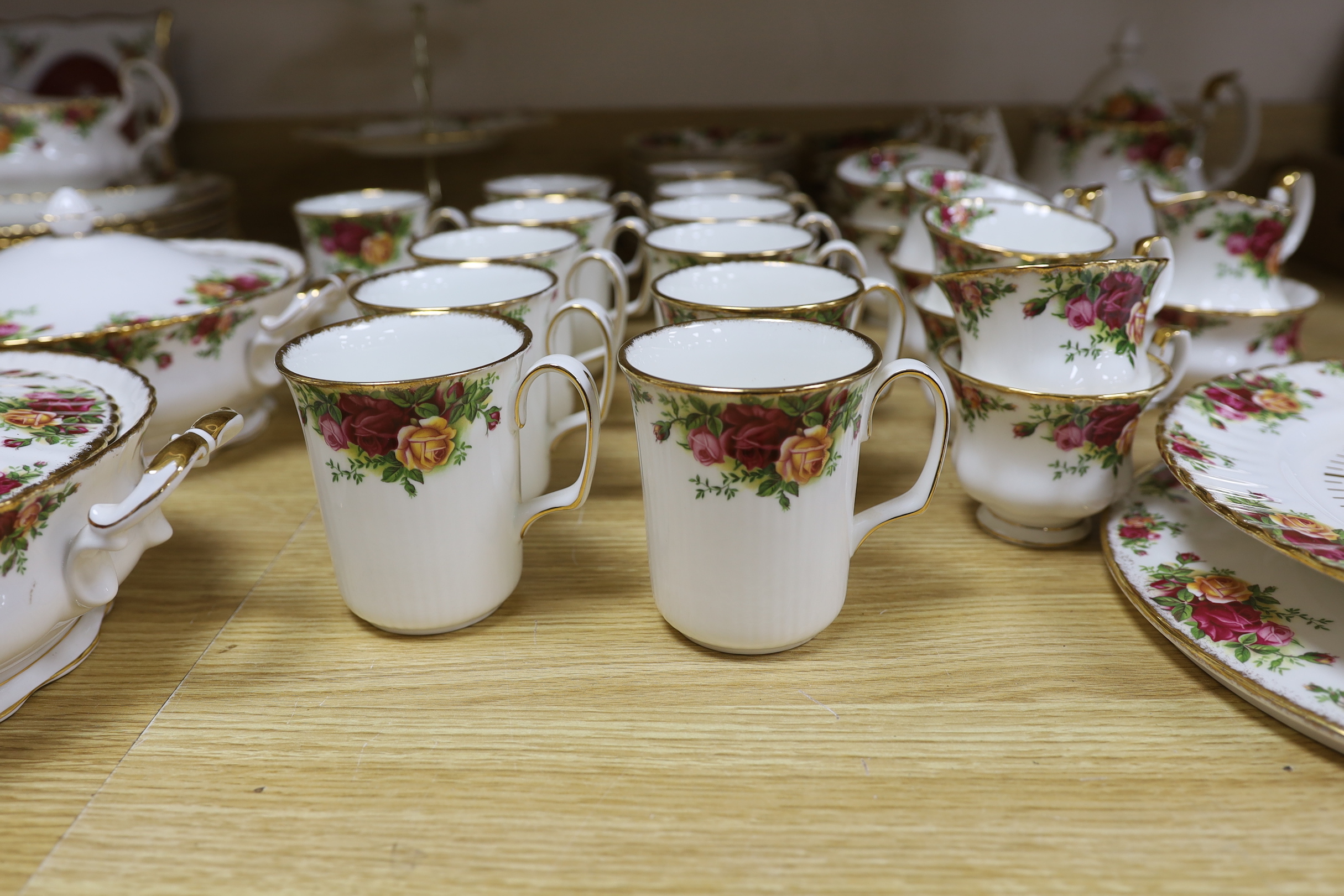 A Royal Albert Old Country Roses dinner and tea service, settings for twelve